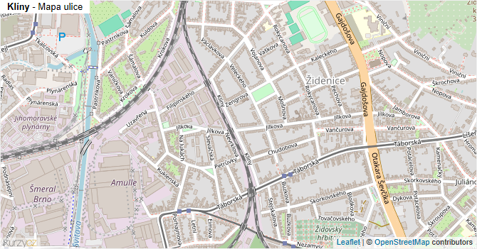 Klíny - mapa ulice