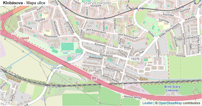 Klobásova - mapa ulice