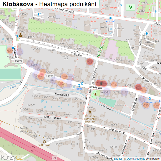 Mapa Klobásova - Firmy v ulici.