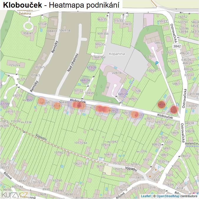 Mapa Klobouček - Firmy v ulici.