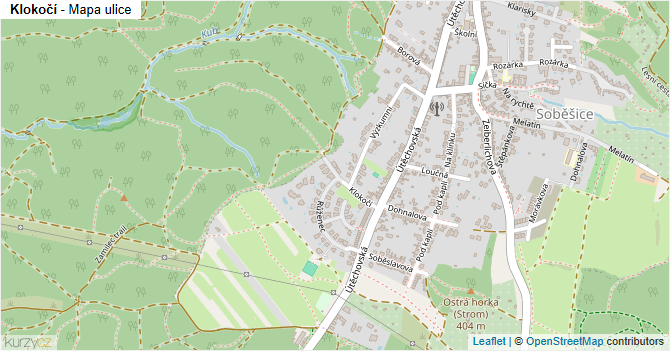 Klokočí - mapa ulice