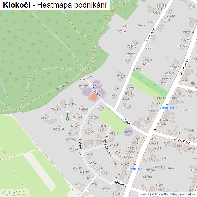 Mapa Klokočí - Firmy v ulici.