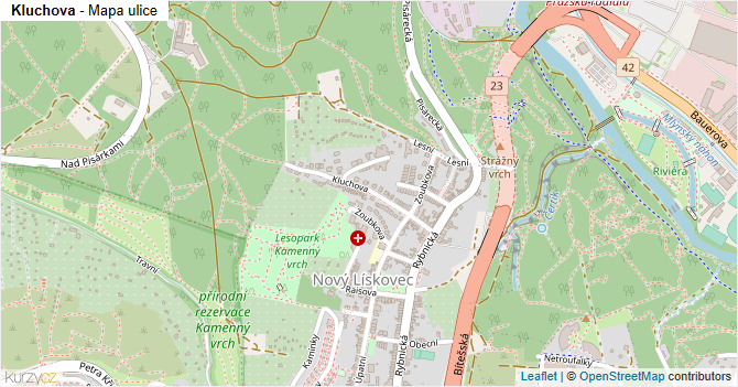 Kluchova - mapa ulice