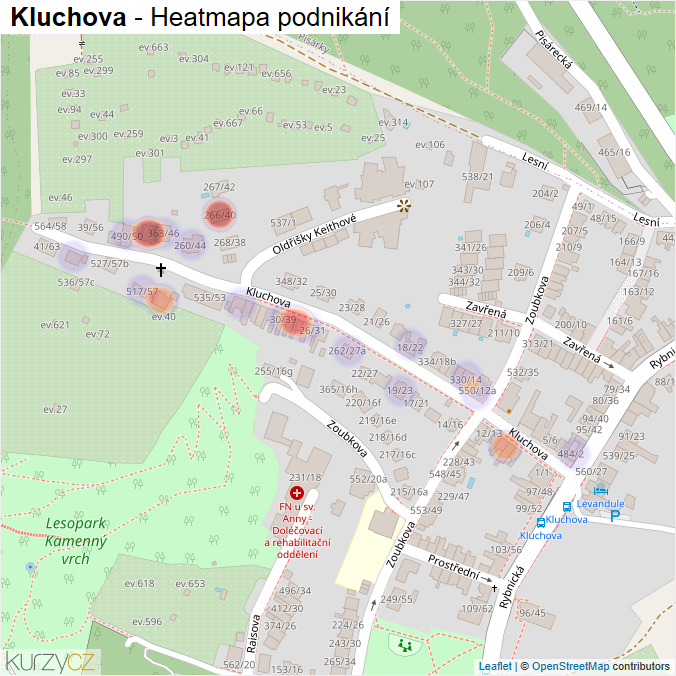 Mapa Kluchova - Firmy v ulici.