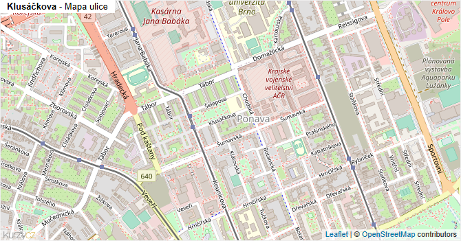 Klusáčkova - mapa ulice