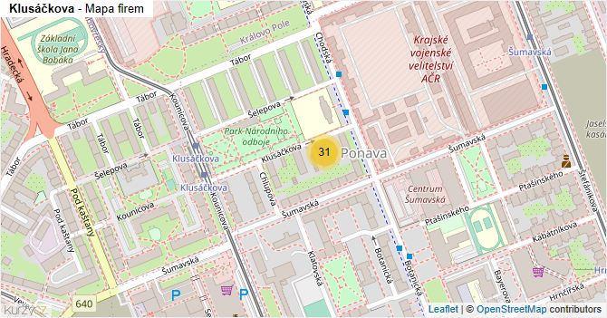 Klusáčkova - mapa firem
