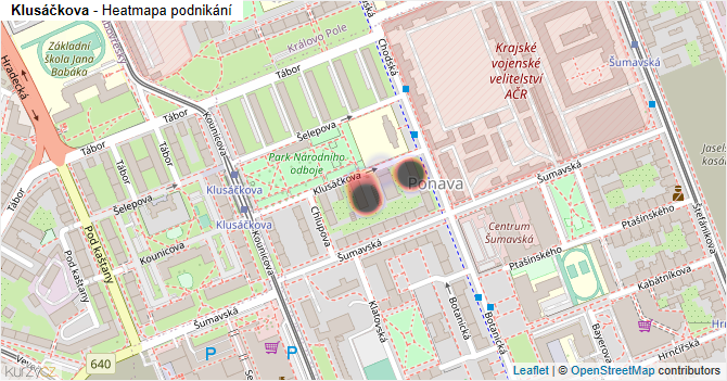 Klusáčkova - mapa podnikání