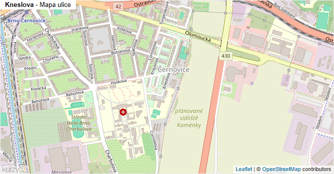 Kneslova - mapa ulice