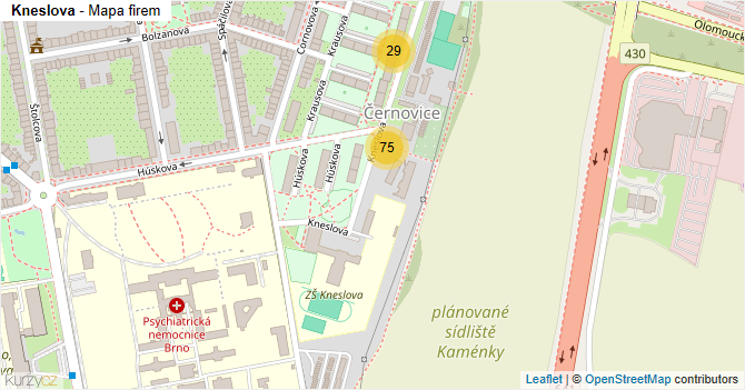 Kneslova - mapa firem
