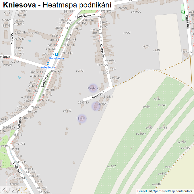 Mapa Kniesova - Firmy v ulici.