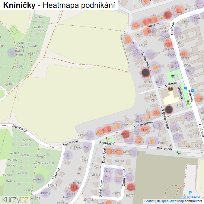 Mapa Kníničky - Firmy v části obce.