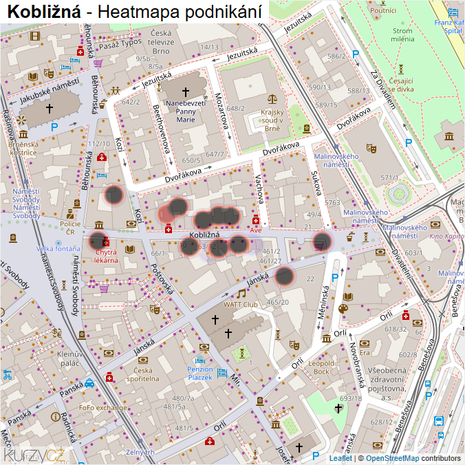 Mapa Kobližná - Firmy v ulici.