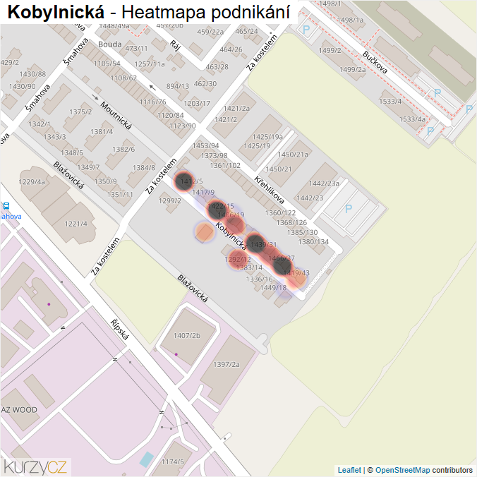 Mapa Kobylnická - Firmy v ulici.