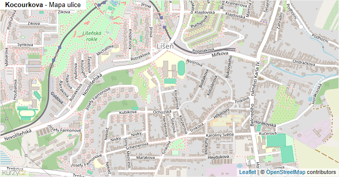Kocourkova - mapa ulice