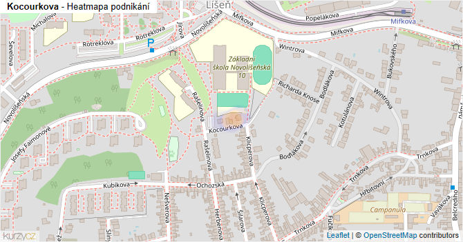 Kocourkova - mapa podnikání