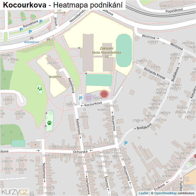 Mapa Kocourkova - Firmy v ulici.
