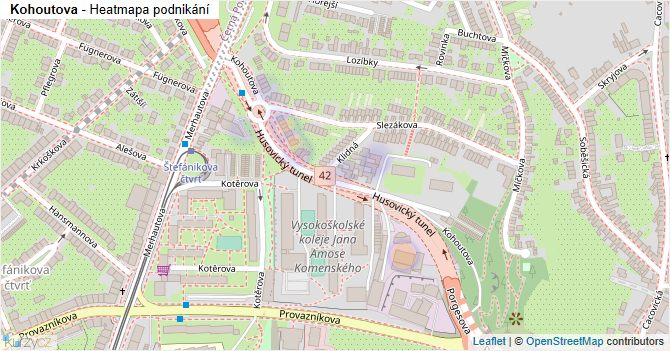Kohoutova - mapa podnikání