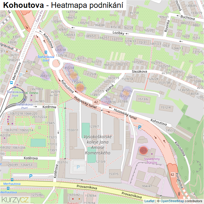 Mapa Kohoutova - Firmy v ulici.