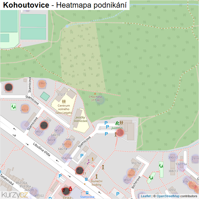 Mapa Kohoutovice - Firmy v části obce.