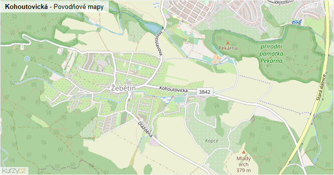 Kohoutovická - záplavové mapy stoleté vody