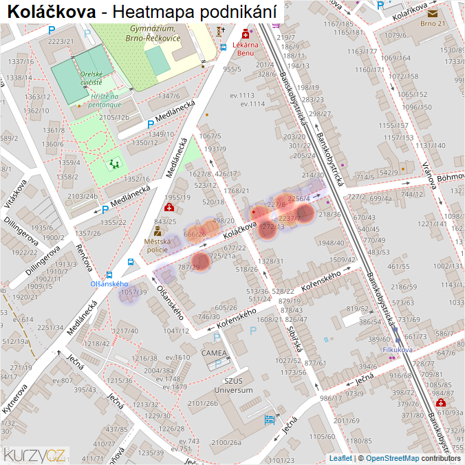 Mapa Koláčkova - Firmy v ulici.