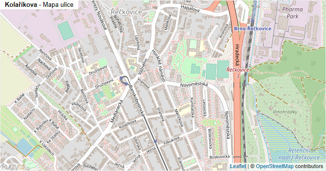 Kolaříkova - mapa ulice
