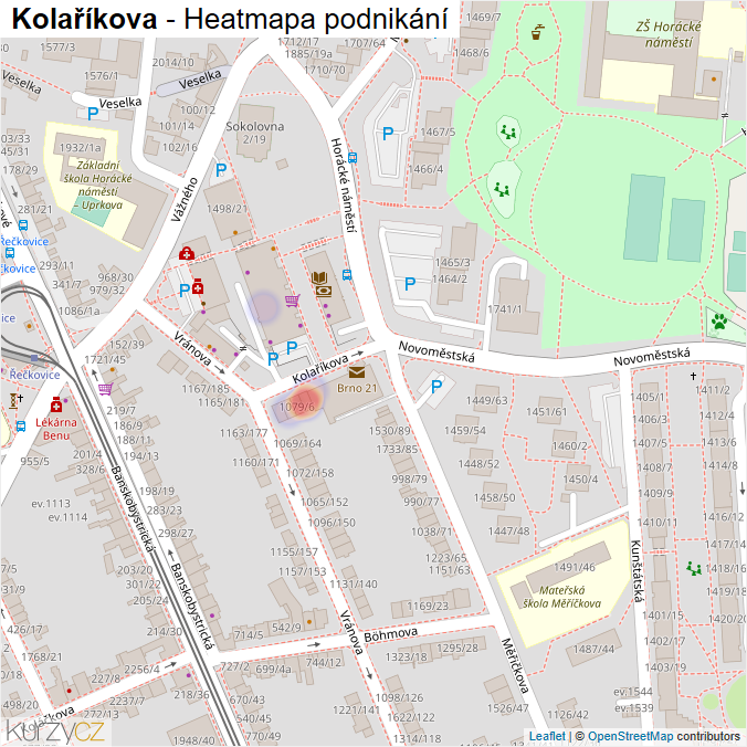 Mapa Kolaříkova - Firmy v ulici.