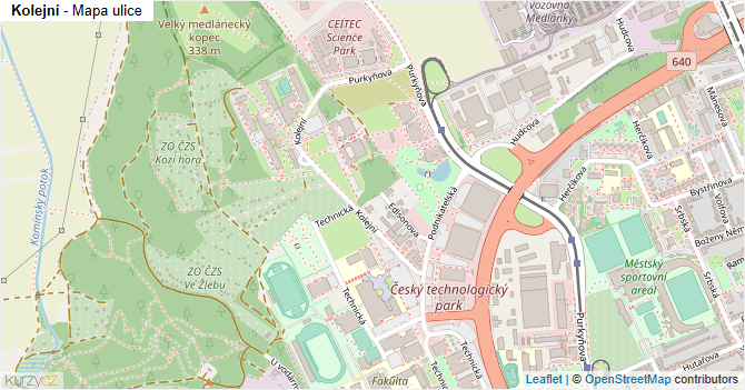 Kolejní - mapa ulice