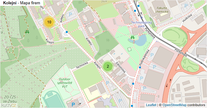 Kolejní - mapa firem