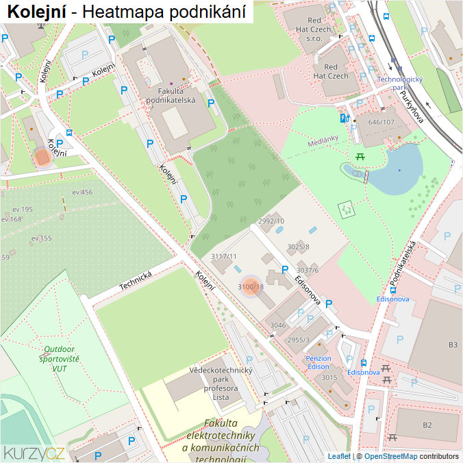 Mapa Kolejní - Firmy v ulici.