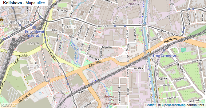 Kolískova - mapa ulice
