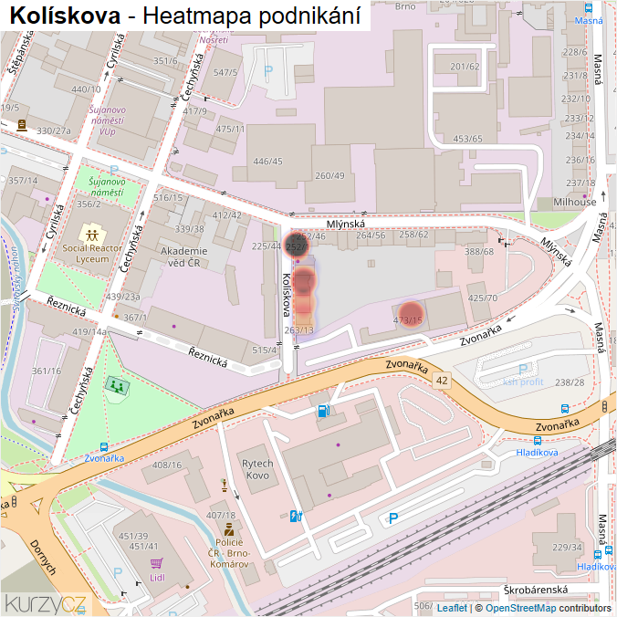 Mapa Kolískova - Firmy v ulici.