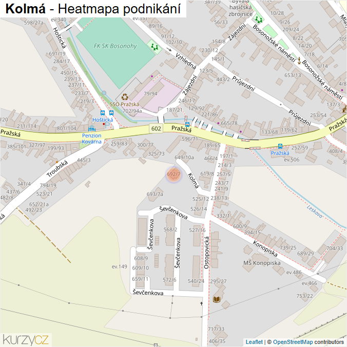 Mapa Kolmá - Firmy v ulici.