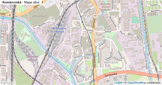 Komárovská - mapa ulice