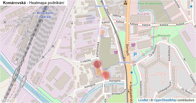 Komárovská - mapa podnikání