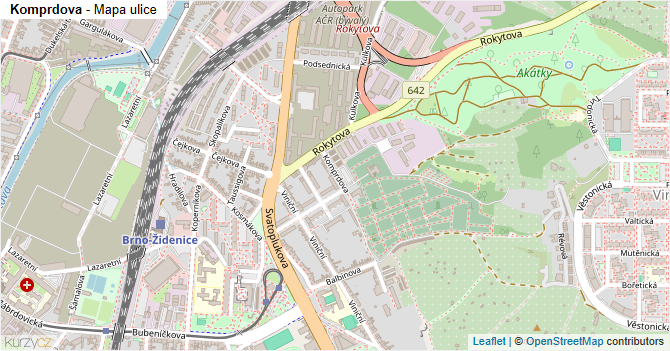 Komprdova - mapa ulice