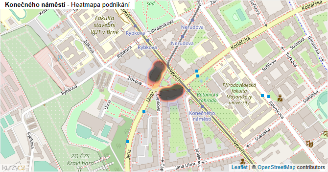 Konečného náměstí - mapa podnikání