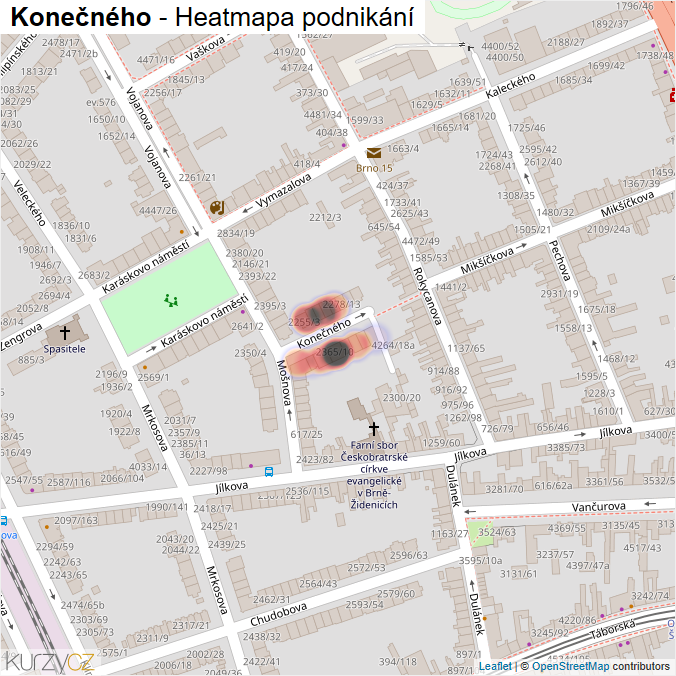 Mapa Konečného - Firmy v ulici.