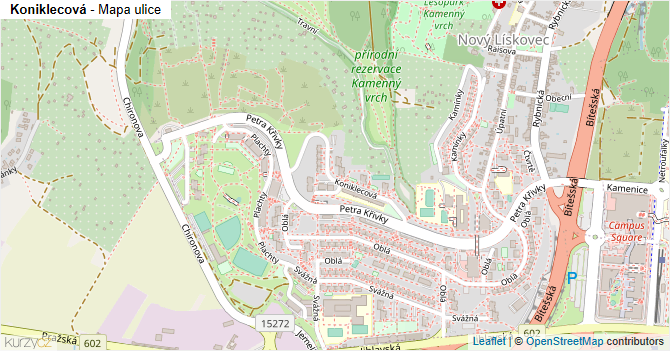 Koniklecová - mapa ulice