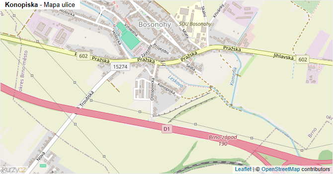 Konopiska - mapa ulice