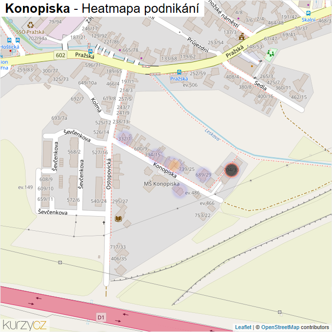 Mapa Konopiska - Firmy v ulici.