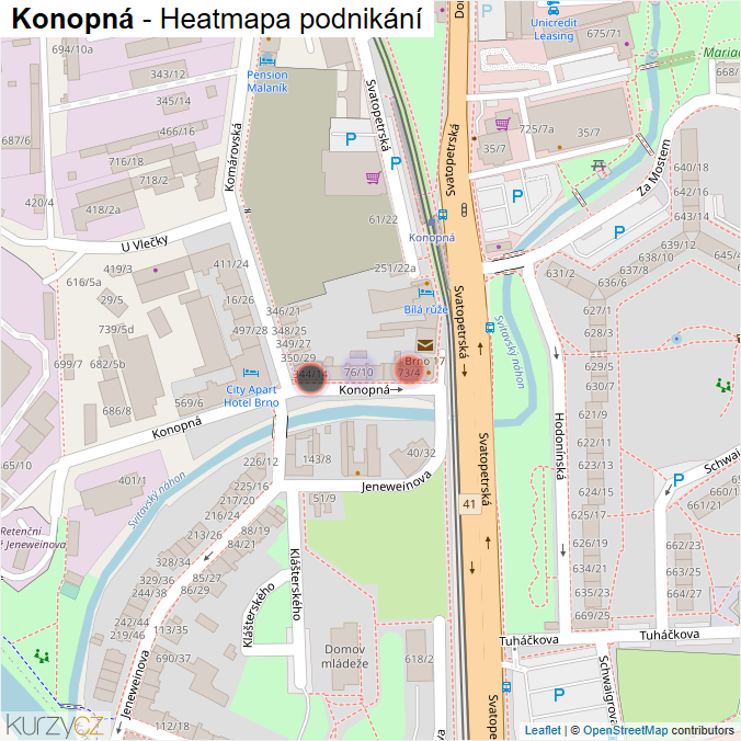 Mapa Konopná - Firmy v ulici.