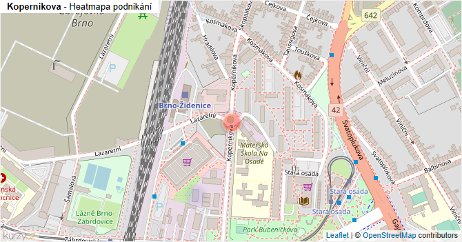 Koperníkova - mapa podnikání