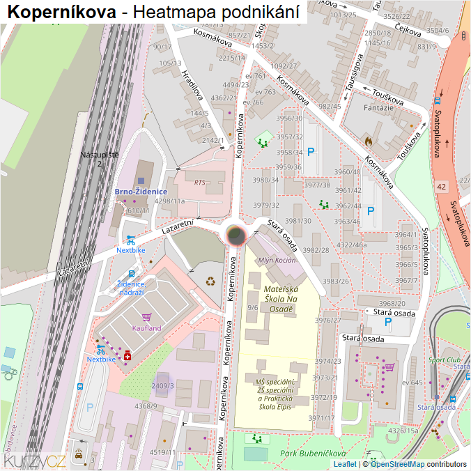 Mapa Koperníkova - Firmy v ulici.