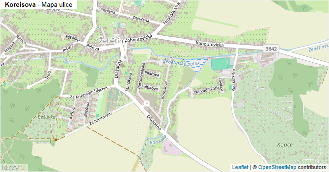 Koreisova - mapa ulice