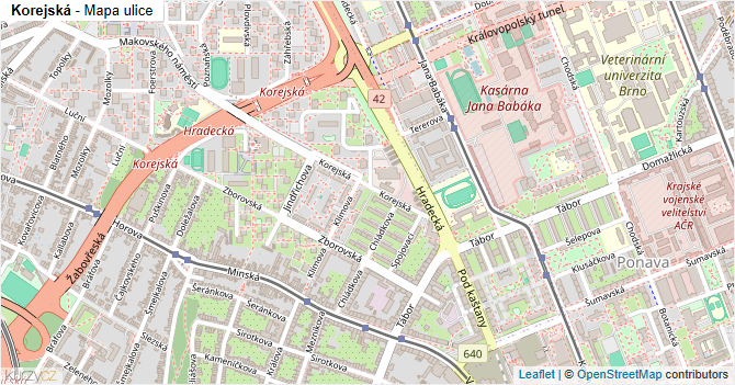 Korejská - mapa ulice