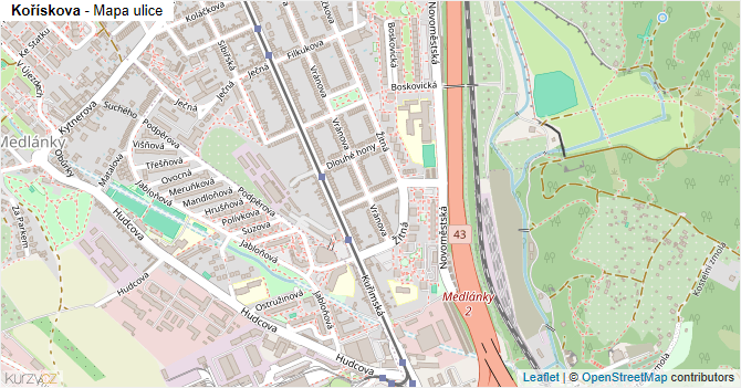 Kořískova - mapa ulice