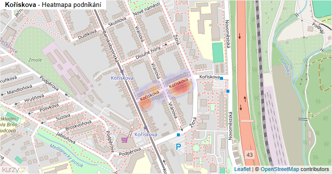 Kořískova - mapa podnikání