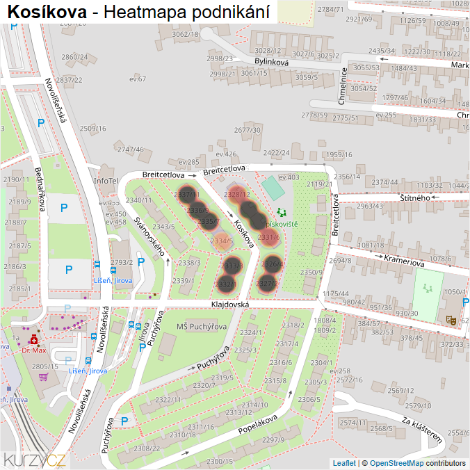 Mapa Kosíkova - Firmy v ulici.