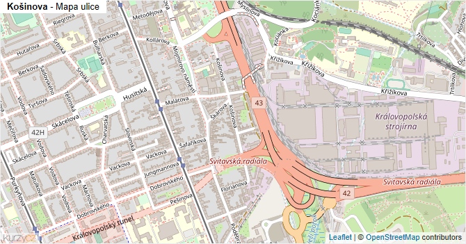 Košinova - mapa ulice
